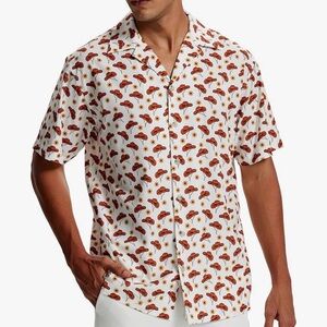 Men's Hawaiian Shirts Wrinkle Free Short Sleeve Button Down Cowboy Hats